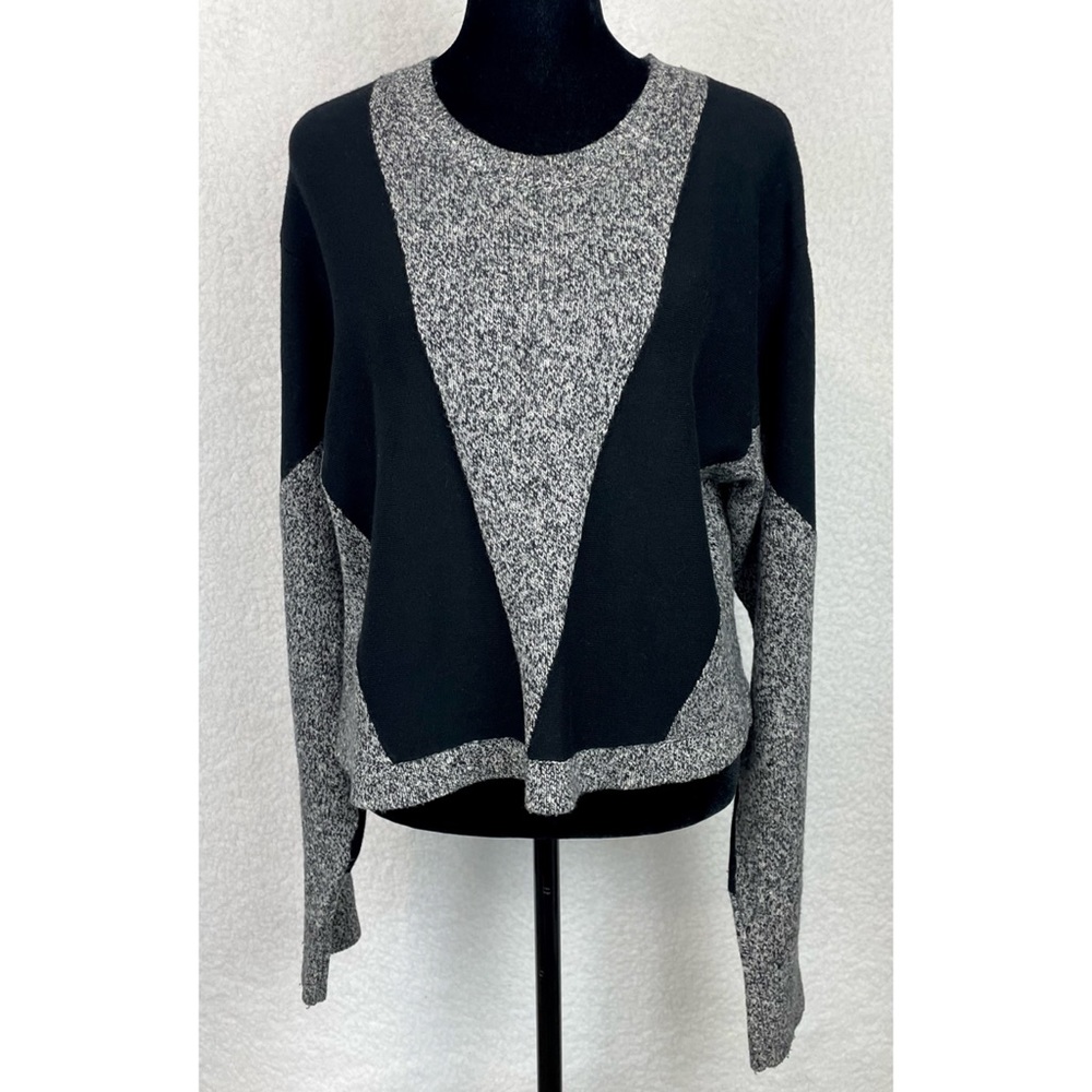 PUBLIC SCHOOL • NY Sana Black/Grey Colorblock Cropped Crewneck Knit Sweater, M - Picture 11 of 16